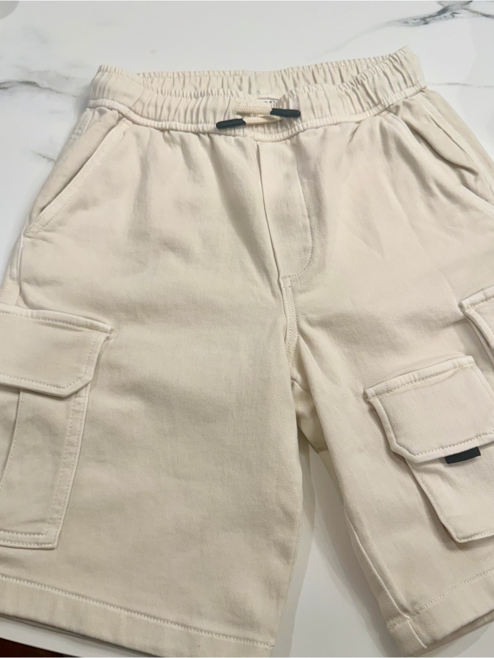 Zara Light Cream Elastic Waist Shorts
